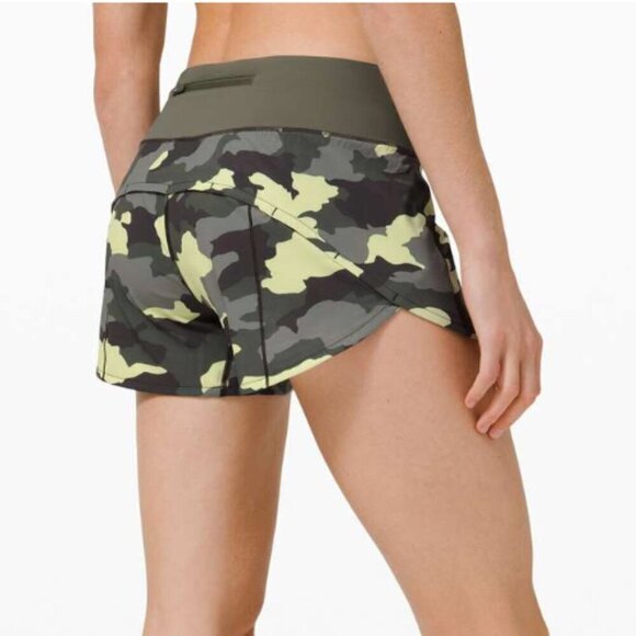 Lululemon Speed Up Short *4" Lined Updated Fit Heritage 365 Camo Crispin Green - Picture 8 of 8